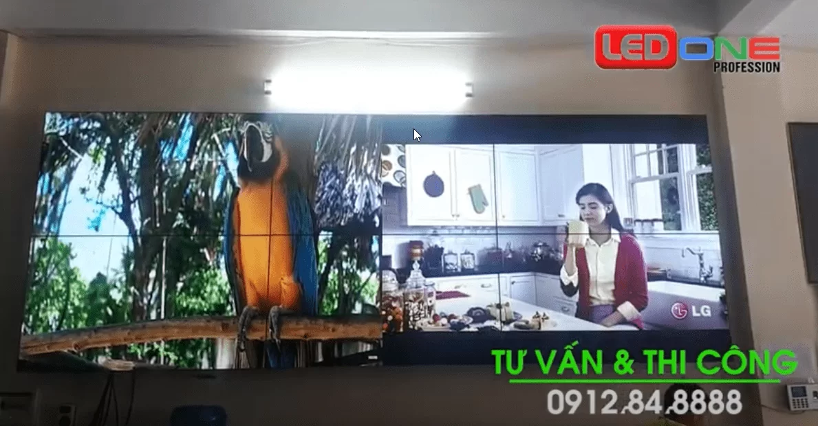 Ledone thi công màn hình ghép gồm 9 LCD tại UBND quận Long Biên  